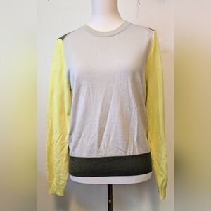 Rag & Bone Oatmeal Color Block Pullover Sweater  Merino Wool